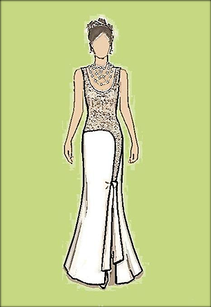 Description: FASHION DESIGN

White evening dress by Genoveva